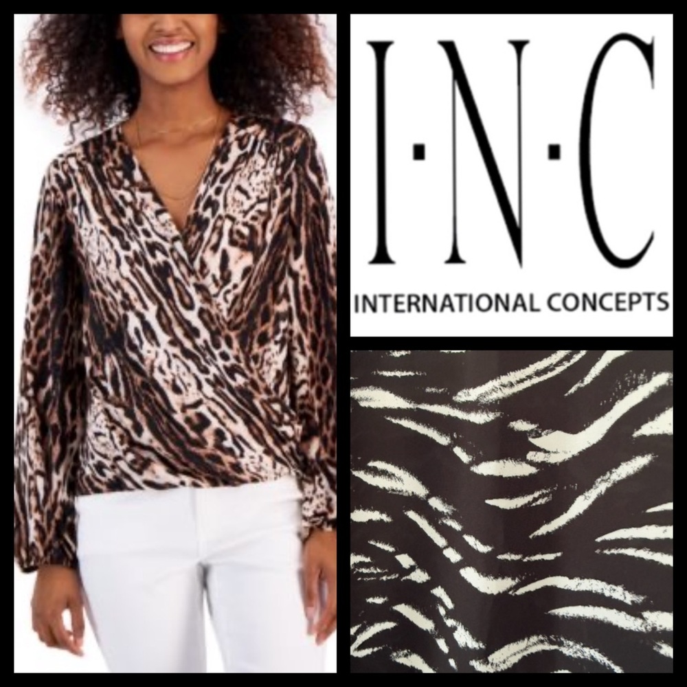 INC International Concepts Zebra Print Blouse - Black and White